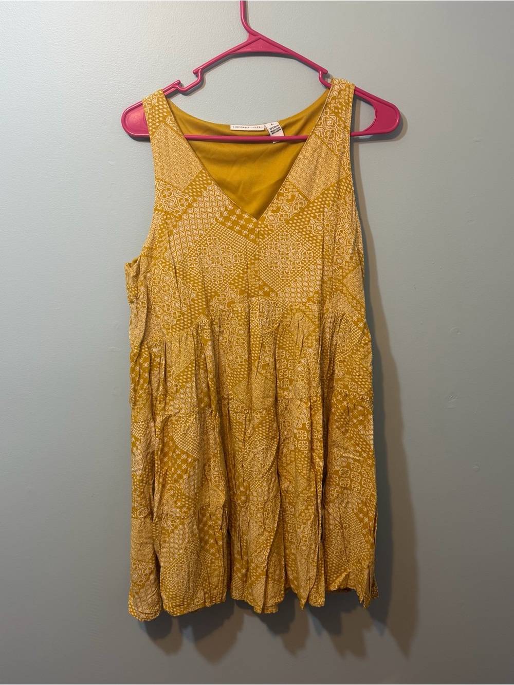 Sincerely Jules Mustard Yellow Printed Mini Dress